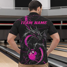 Load image into Gallery viewer, Black And Pink Custom Dragon Bowling Quarter-Zip Shirts For Men, Dragon Bowling League Shirts IPHW8688