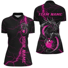 Load image into Gallery viewer, Black And Pink Custom Dragon Bowling Womens Quarter-Zip Shirt, Dragon Bowling League Shirts IPHW8688