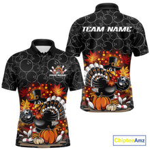 Load image into Gallery viewer, Custom Funny Thanksgiving Turkey Bowling Men Polo Shirts, Autumn Bowling Shirt IPHW9771