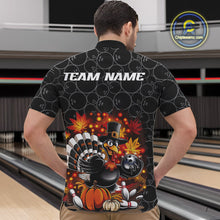 Load image into Gallery viewer, Custom Funny Thanksgiving Turkey Bowling Men Quarter-Zip Shirts, Autumn Bowling Shirt IPHW9771
