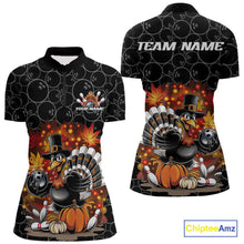 Load image into Gallery viewer, Custom Funny Thanksgiving Turkey Bowling Women Quarter-Zip Shirts, Autumn Bowling Shirt IPHW9771