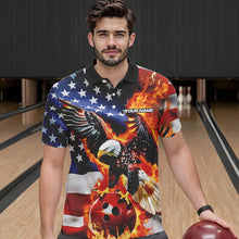 Load image into Gallery viewer, Custom USA Eagle Bowling Polo Shirts For Men, Patriotic Bowling League Shirt IPHW8451