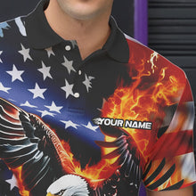 Load image into Gallery viewer, Custom USA Eagle Bowling Polo Shirts For Men, Patriotic Bowling League Shirt IPHW8451
