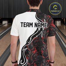 Load image into Gallery viewer, Custom Black And Red Flame Bowling Team Shirts, Bowling League Shirt Men Bowling Jersey IPHW10543