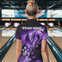 Load image into Gallery viewer, Custom Purple Lightning Dragon Bowling Women Quarter-Zip Shirt, Bowling Team Uniform IPHW8951