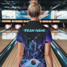 Load image into Gallery viewer, Custom Blue And Purple Dragon Bowling Jerseys, Dragon Bowling Team Women Quarter-Zip Shirts IPHW8954
