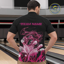 Load image into Gallery viewer, Custom Pink Skull Smoke Bowling Team Men Quarter-Zip Shirts, Halloween Bowling Outfit IPHW9772