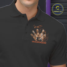 Load image into Gallery viewer, Custom Orange Skull Smoke Bowling Team Men Polo Shirts, Halloween Bowling Outfit IPHW9775