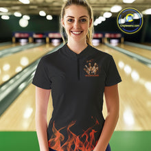 Load image into Gallery viewer, Custom Orange Skull Smoke Bowling Team Women Quarter-Zip Shirts, Halloween Bowling Outfit IPHW9775