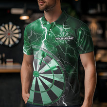 Load image into Gallery viewer, Custom Green Thunder Lightning Dartboard Dart Polo Shirts For Men, Dart Tournament Team Shirt IPHW8491