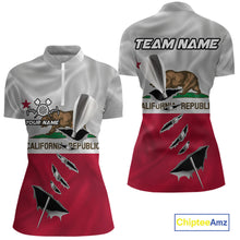 Load image into Gallery viewer, Custom California State Flag Silver Dart Steel Tip Dart Women Shirt, Dart Team Jerseys IPHW10561