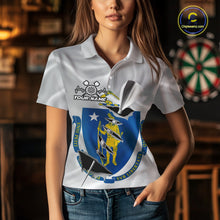 Load image into Gallery viewer, Custom Massachusetts State Flag Silver Dart Steel Tip Dart Women Polo Shirt, Dart Team Jerseys IPHW10567