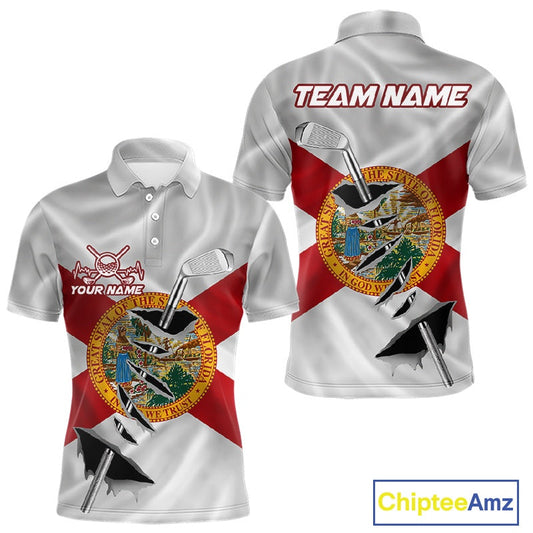 Custom Florida State Flag Golf Club Patriotic Golf Team Shirt For Men, Golfer Outfits IPHW10580
