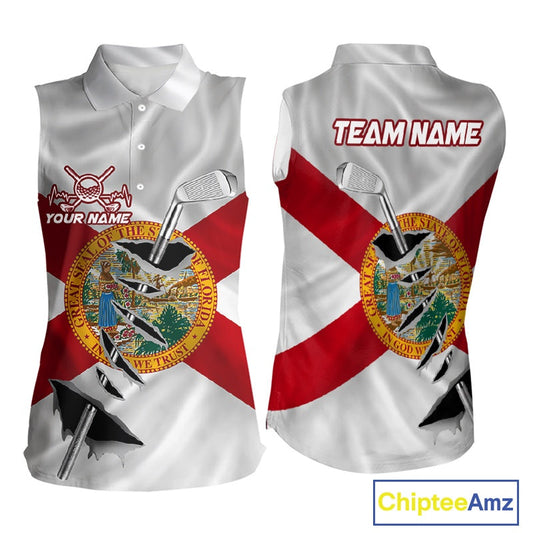 Custom Florida State Flag Golf Club Patriotic Golf Team Shirt For Women, Golfer Outfits IPHW10580