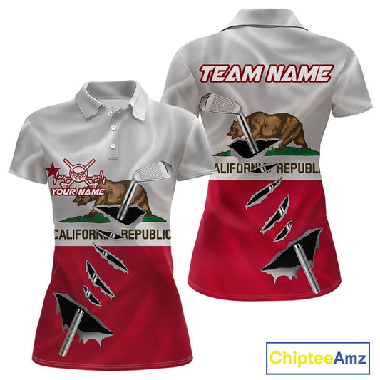 Custom California State Flag Golf Club Golf Team Shirt For Women, Golfer Outfits IPHW10581