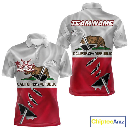 Custom California State Flag Golf Club Golf Team Shirt For Men, Golfer Outfits IPHW10581