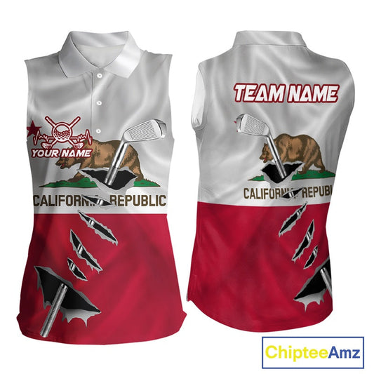 Custom California State Flag Golf Club Golf Team Shirt For Women, Golfer Outfits IPHW10581