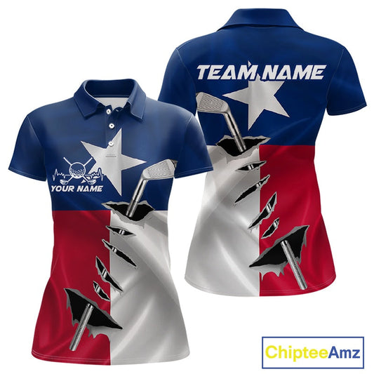 Custom Texas State Flag Golf Club Patriotic Golf Team Shirt For Women, TX Golfer Outfit IPHW10582