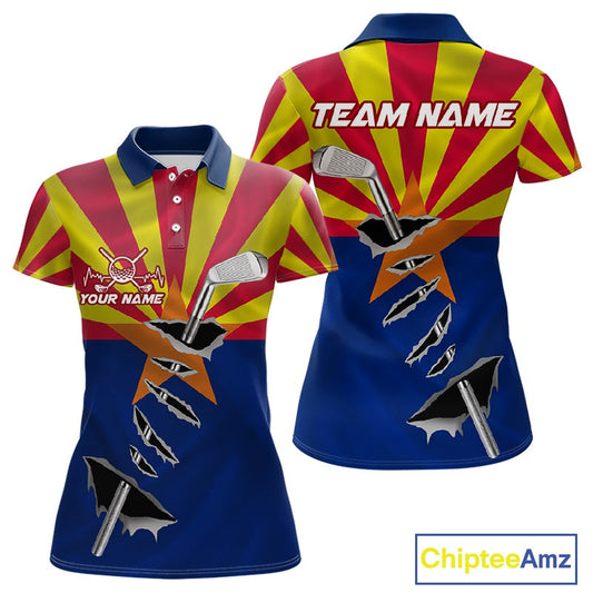 Custom Arizona State Flag Golf Club Patriotic Golf Team Shirt For Women, Golfer Outfits IPHW10583