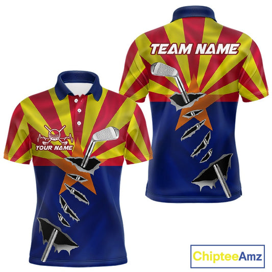 Custom Arizona State Flag Golf Club Patriotic Golf Team Shirt For Men, Golfer Outfits IPHW10583