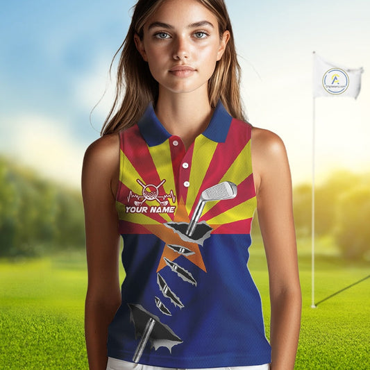 Custom Arizona State Flag Golf Club Patriotic Golf Team Shirt For Women, Golfer Outfits IPHW10583