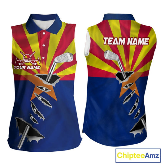 Custom Arizona State Flag Golf Club Patriotic Golf Team Shirt For Women, Golfer Outfits IPHW10583