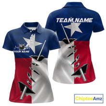 Load image into Gallery viewer, Custom Texas State Flag Silver Billiard Cue Patriotic Billiard 8 Ball Shirts For Women IPHW10587