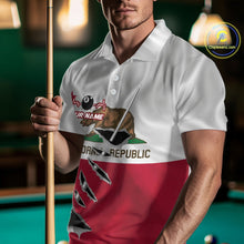 Load image into Gallery viewer, Custom California State Flag Silver Billiard Cue Patriotic Billiard 8 Ball Shirts For Men IPHW10586
