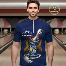Load image into Gallery viewer, Custom Michigan State Flag Silver Bowling Ball And Pin Patriotic Bowling Shirts For Men IPHW10589