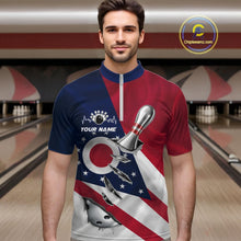 Load image into Gallery viewer, Custom Ohio State Flag Silver Bowling Ball And Pin Patriotic Bowling Shirts For Men IPHW10590