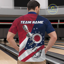 Load image into Gallery viewer, Custom Ohio State Flag Silver Bowling Ball And Pin Patriotic Bowling Shirts For Men IPHW10590