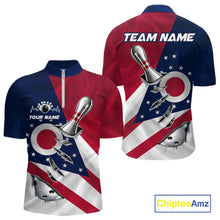Load image into Gallery viewer, Custom Ohio State Flag Silver Bowling Ball And Pin Patriotic Bowling Shirts For Men IPHW10590
