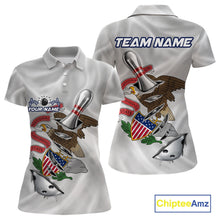Load image into Gallery viewer, Custom Illinois State Flag Silver Bowling Ball And Pin Patriotic Bowling Shirts For Women IPHW10591