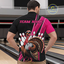 Load image into Gallery viewer, Black And Pink Custom Funny Turkey Bowling Men Shirts, Bowling League Team Shirt IPHW10803