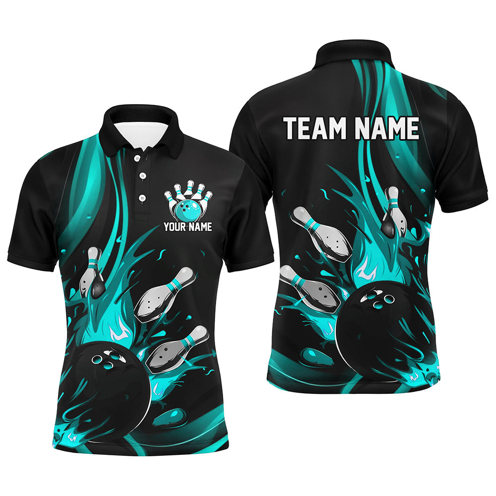 Black And Blue Custom Bowling Uniforms Bowling Shirts For Men, Bowling Team League Shirts IPHW7274