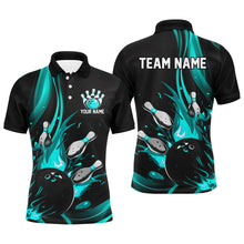 Load image into Gallery viewer, Black And Blue Custom Bowling Uniforms Bowling Shirts For Men, Bowling Team League Shirts IPHW7274