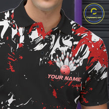 Load image into Gallery viewer, Custom Black, Red And White Camo Men Bowling League Shirt, Bowlers Jerseys Outfits IPHW10619