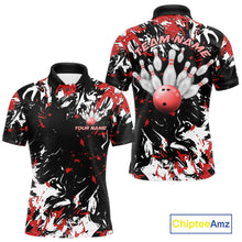 Load image into Gallery viewer, Custom Black, Red And White Camo Men Bowling League Shirt, Bowlers Jerseys Outfits IPHW10619