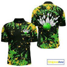 Load image into Gallery viewer, Custom Green And Yellow Camo Men Bowling League Shirt, Bowlers Jerseys Tournament Outfit IPHW10620