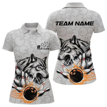 Load image into Gallery viewer, Custom Gray And Red Wolf Bowling Polo Shirts For Women, Wolf Bowling Tournament Shirt IPHW8717