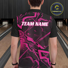 Load image into Gallery viewer, Custom Black And Pink Lightning Crack Modern Bowling Team Polo Shirt For Men And Women IPHW11099