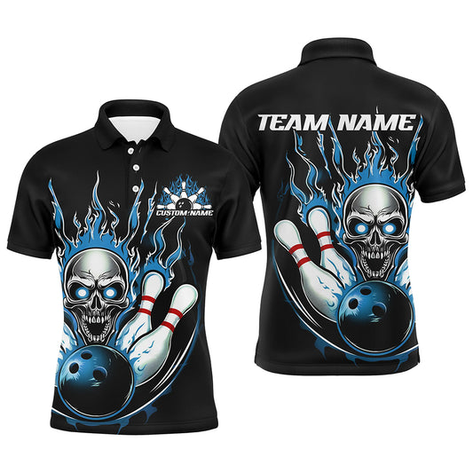 Custom Multi-Color Flame Skull Bowling Team Shirts For Men And Women, Flaming Bowling Jerseys Bowlers Outfit IPHW6555