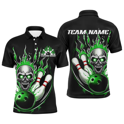 Custom Multi-Color Flame Skull Bowling Team Shirts For Men And Women, Flaming Bowling Jerseys Bowlers Outfit IPHW6555
