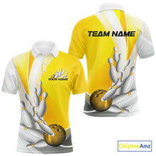 Load image into Gallery viewer, Custom Gold Bowling Polo Shirts For Men, Bowling Team Shirt Bowlers Outfit IPHW9230