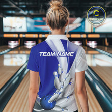 Load image into Gallery viewer, Custom Blue Bowling Polo Shirts For Women, Bowling Team Shirt Bowlers Outfit IPHW9232