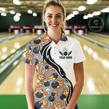 Load image into Gallery viewer, Custom Cute Funny Ginger Tabby Cat Bowling Women Polo Shirts, Cat Bowling Team Shirt IPHW10316