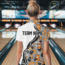 Load image into Gallery viewer, Custom Cute Funny Ginger Tabby Cat Bowling Women Polo Shirts, Cat Bowling Team Shirt IPHW10316