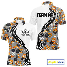 Load image into Gallery viewer, Custom Cute Funny Ginger Tabby Cat Bowling Men Polo Shirts, Cat Bowling Team Shirt IPHW10316