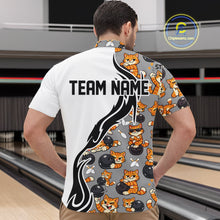 Load image into Gallery viewer, Custom Cute Funny Ginger Tabby Cat Bowling Men Quarter-Zip Shirts, Cat Bowling Team Shirt IPHW10316