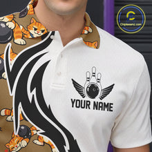 Load image into Gallery viewer, Custom Cute Funny Ginger Tabby Cat Bowling Men Polo Shirts, Cat Bowling Team Shirt IPHW10317